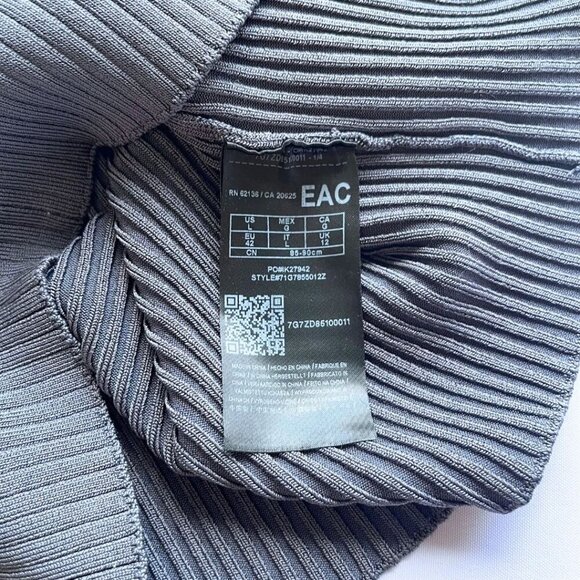 NWOT MARCIANO MUTED BLUE RIBBED STRETCH KNIT LONG SLEEVE BODYCON MIDI DRESS - L - Picture 12 of 13